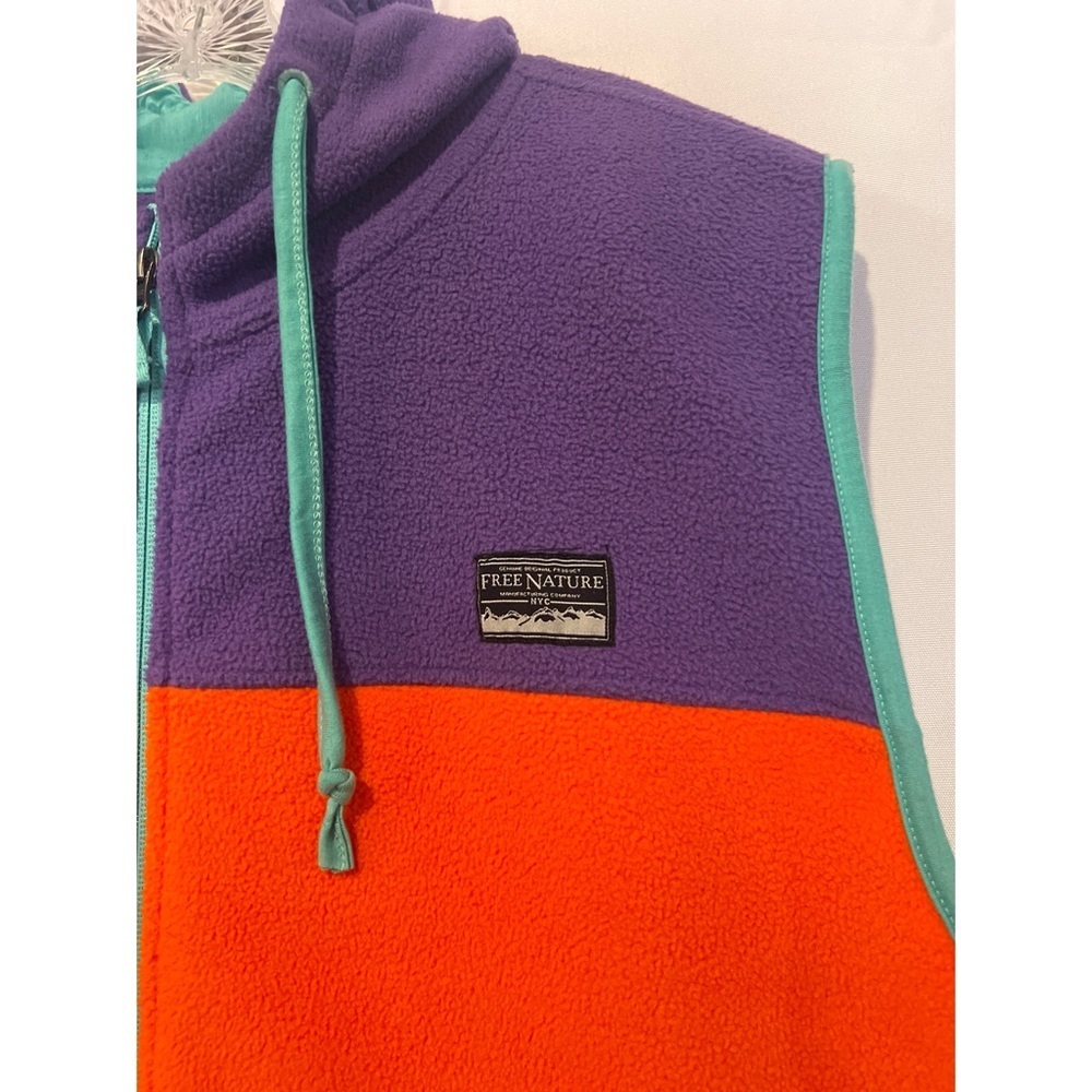 Free Nature Vest Men’s Large Multicolor Fleece Hooded Full Zip Pockets - Picture 8 of 12